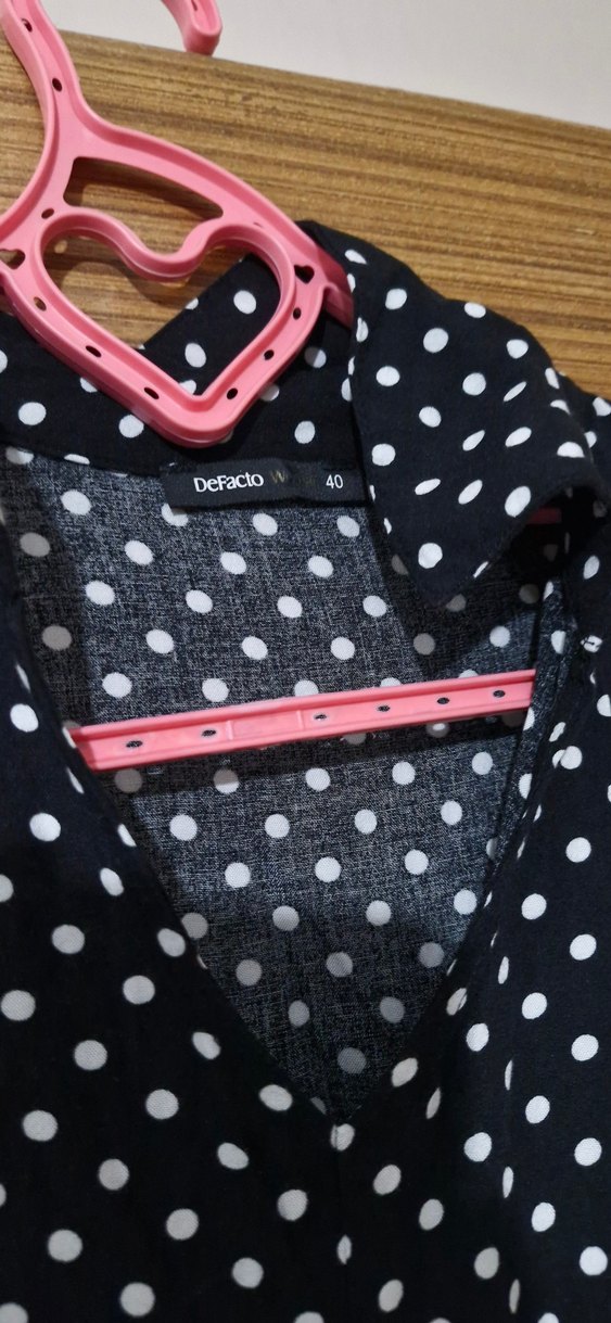 Puantiye Desenli Siyah elbise - Görsel 2