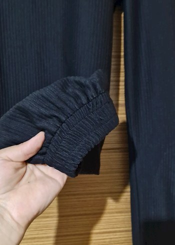 siyah Kadın Pilili Regular Fit Eşofman - Görsel 2