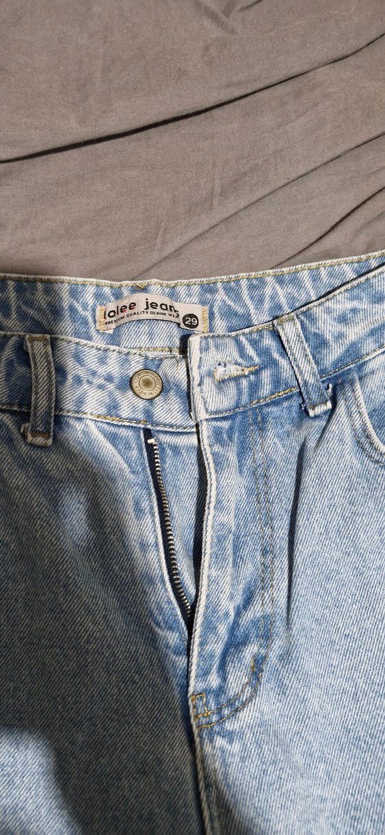 Mavi pastel renk rahat kesim kadın kot pantolon - Görsel 2