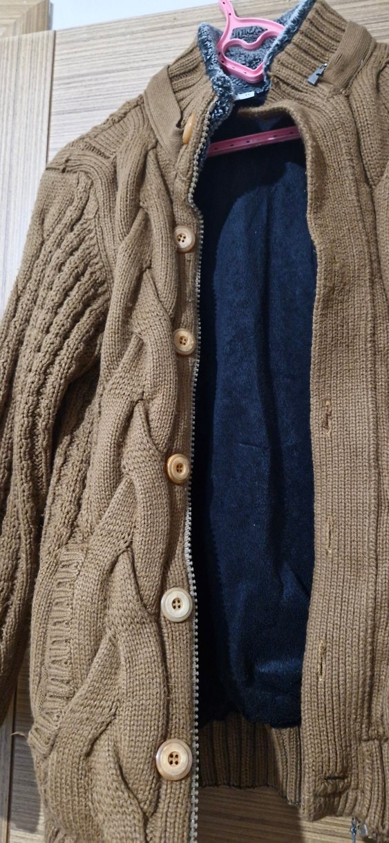 Erkek Kahverengi Örgü Hırka - Görsel 3