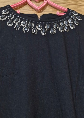 Yarım kollu siyah Midi Elbise - Görsel 2