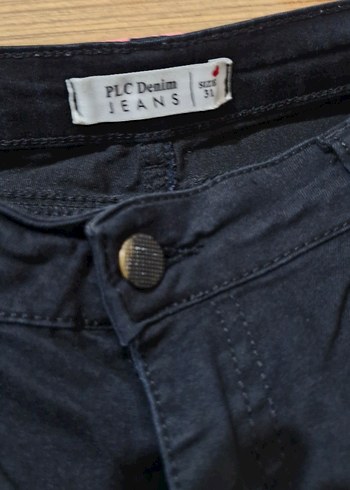 Kadın siyah  Denim Düğmeli Pantolon - Görsel 2