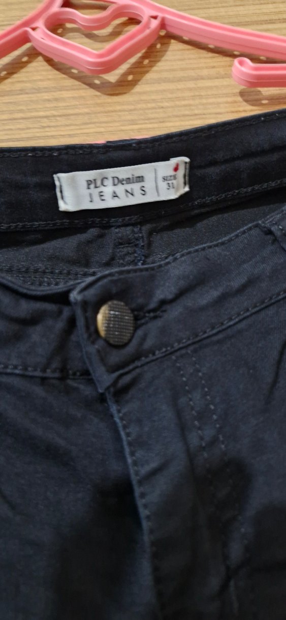 Kadın siyah  Denim Düğmeli Pantolon - Görsel 2