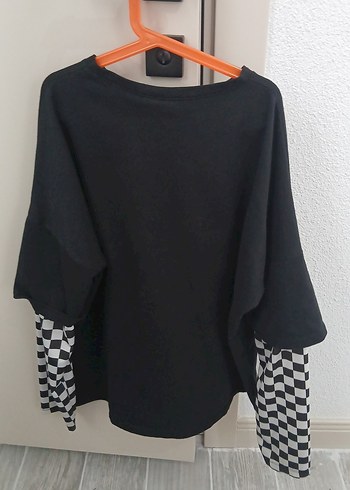 Siyah Baskılı Uzun Kollu Oversize Sweatshirt - Görsel 2