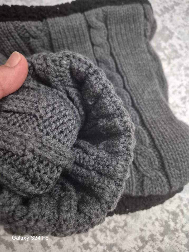 Gri Örgü Kadın Bere ve Boyunluk Seti - Görsel 4