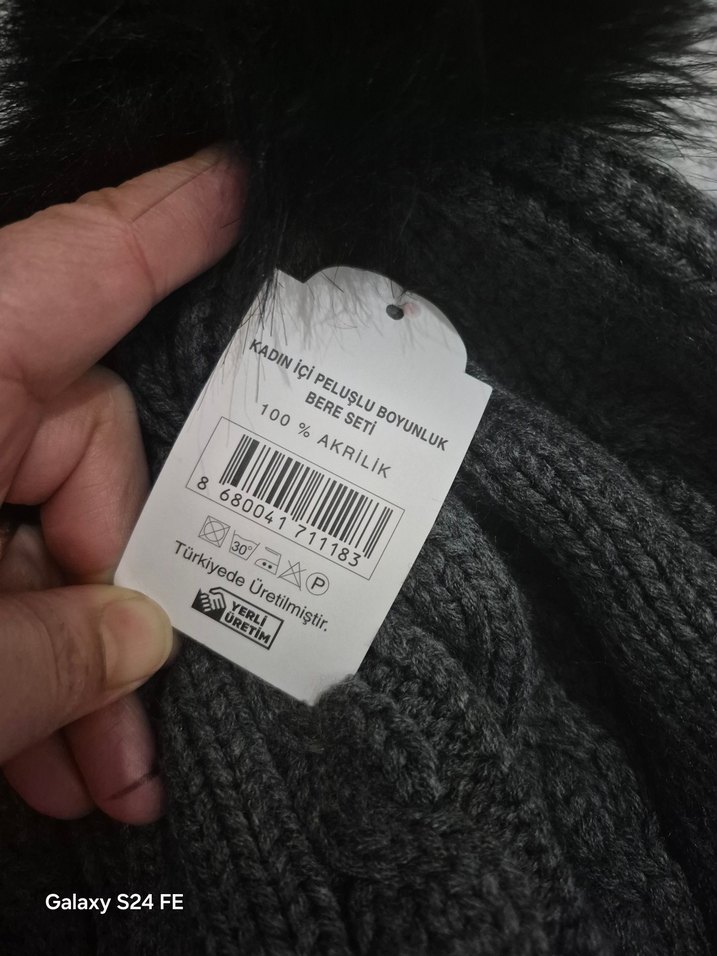 Gri Örgü Kadın Bere ve Boyunluk Seti - Görsel 2