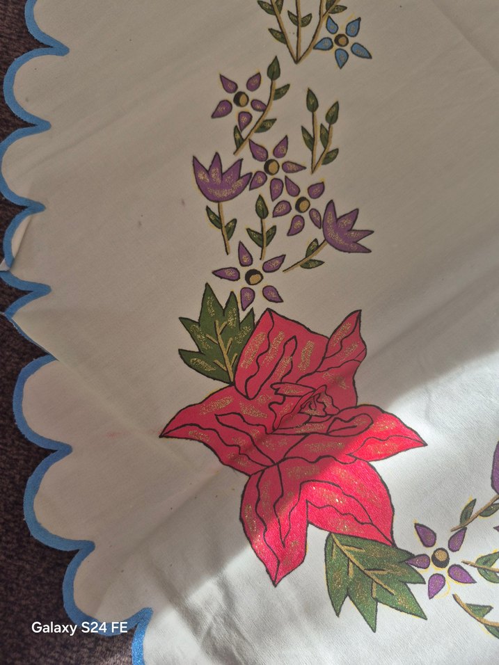 Nakışlı Pastel Renkli Oval Masa Örtüsü runner - Görsel 2