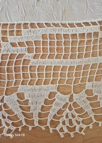 İşlemeli Beyaz Masa Örtüsü fiskos - Görsel 5