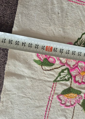 Pembe Nakışlı Pastel Masa Örtüsü el dokuma - Görsel 4