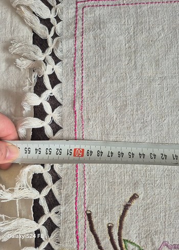 Pembe Nakışlı Pastel Masa Örtüsü el dokuma - Görsel 8