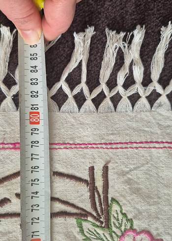 Pembe Nakışlı Pastel Masa Örtüsü el dokuma - Görsel 3