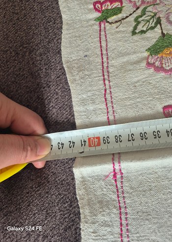 Pembe Nakışlı Pastel Masa Örtüsü el dokuma - Görsel 7