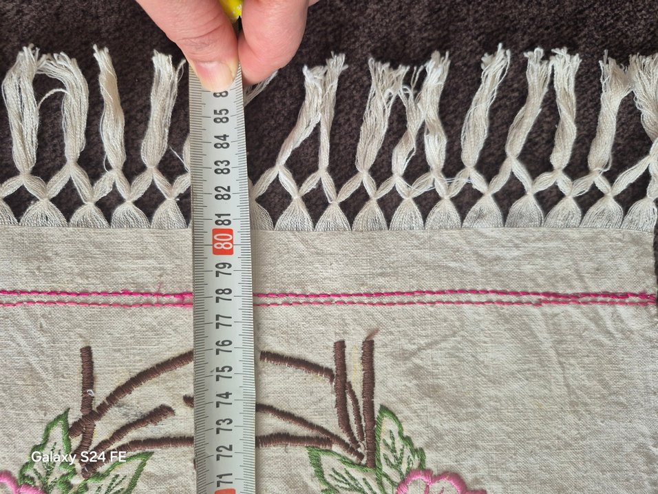 Pembe Nakışlı Pastel Masa Örtüsü el dokuma - Görsel 3