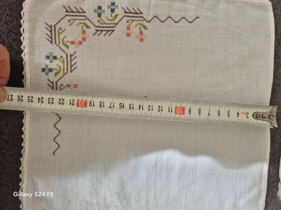 Nakışlı Beyaz Masa Örtüsü Takımı 5 parça - Görsel 4