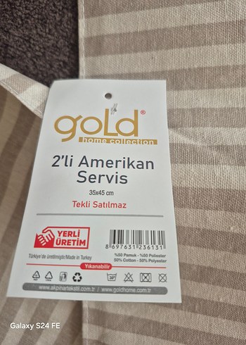 Bej ve Gri Çizgili 2'li Amerikan servisi - Görsel 3