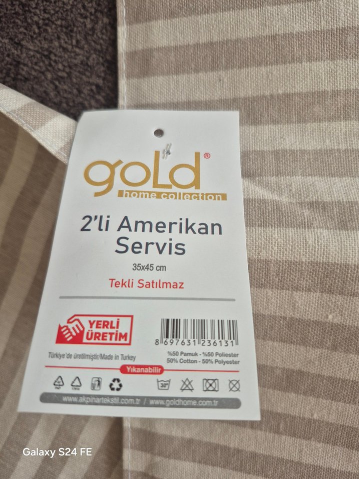 Bej ve Gri Çizgili 2'li Amerikan servisi - Görsel 3
