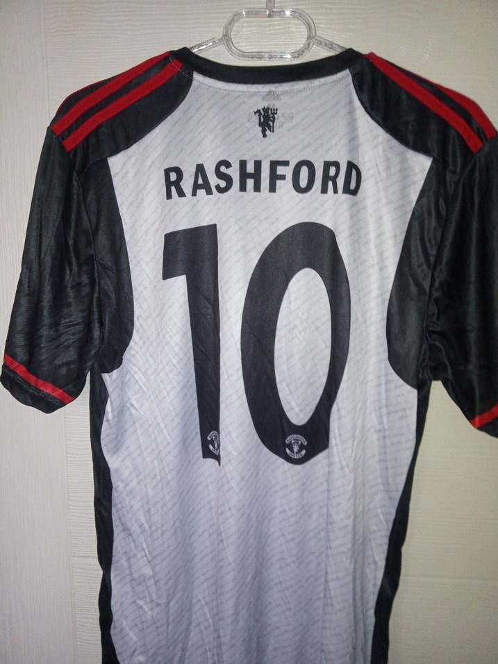 Erkek Siyah-Beyaz Çizgili V Yakalı Forma Manchester United - Görsel 4