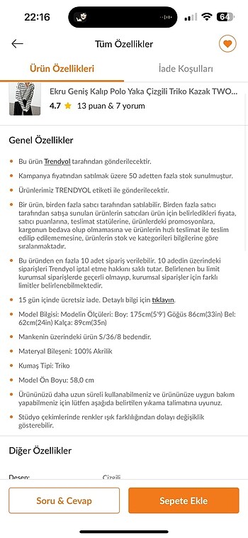 universal Beden MILLA TRİKO KAZAK