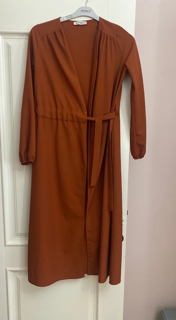 Uzun Kollu Kahverengi Salaş Kadın üst - Görsel 2