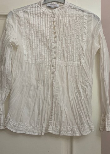 Bohem Beyaz Keten Kadın Gömlek - Görsel 4