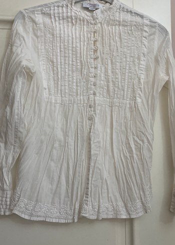 Bohem Beyaz Keten Kadın Gömlek - Görsel 3