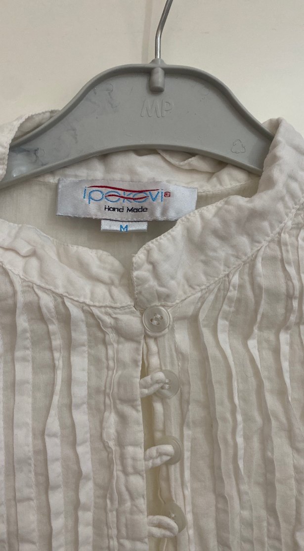 Bohem Beyaz Keten Kadın Gömlek - Görsel 2