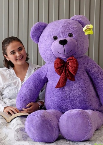 Pastel Mor Peluş Ayı Oyuncak bol 140 cm - Görsel 2