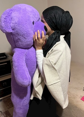 Pastel Mor Peluş Ayı Oyuncak bol 140 cm - Görsel 3