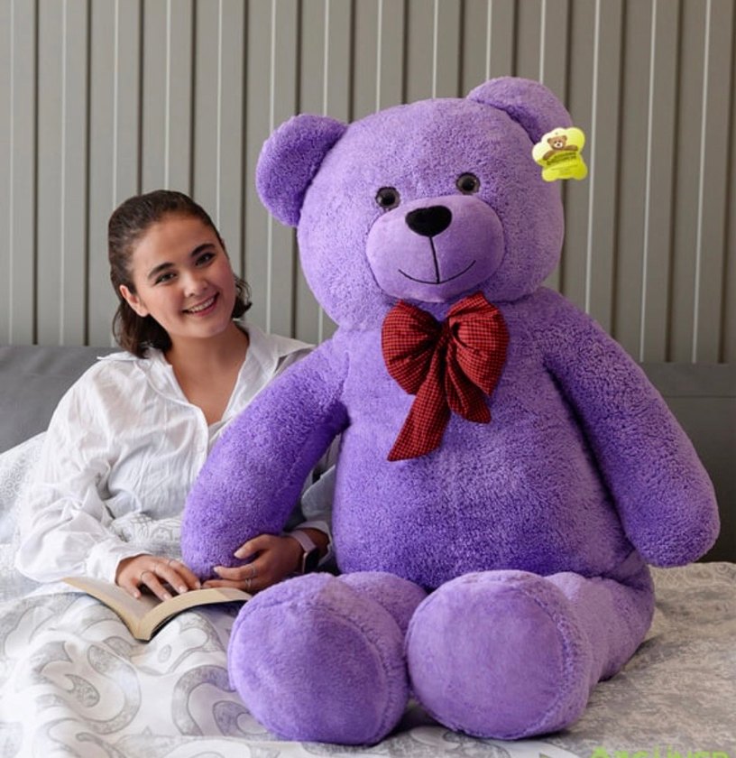 Pastel Mor Peluş Ayı Oyuncak bol 140 cm - Görsel 2