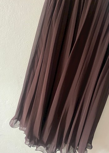 Kahverengi Uzun Drapeli Bohem Etek - Görsel 2