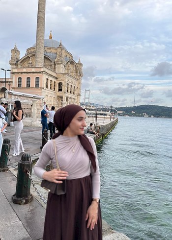 Kahverengi Uzun Drapeli Bohem Etek - Görsel 5