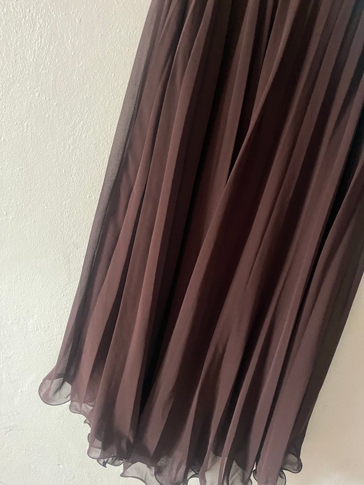 Kahverengi Uzun Drapeli Bohem Etek - Görsel 2