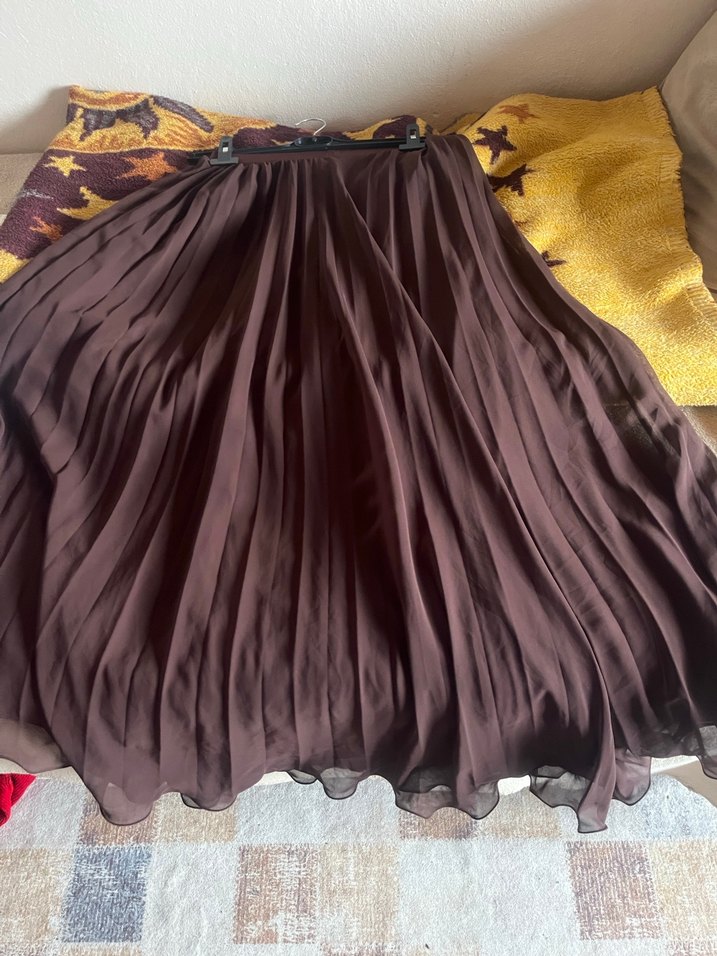 Kahverengi Uzun Drapeli Bohem Etek - Görsel 3