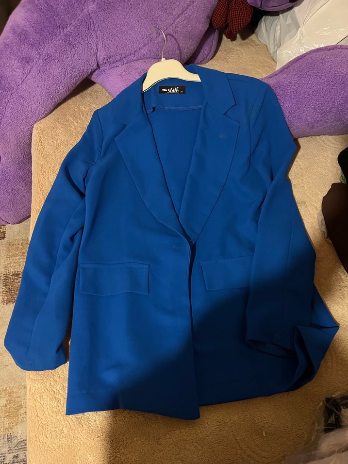 Mavi kadın Ceketi Velcro Detaylı - Görsel 3