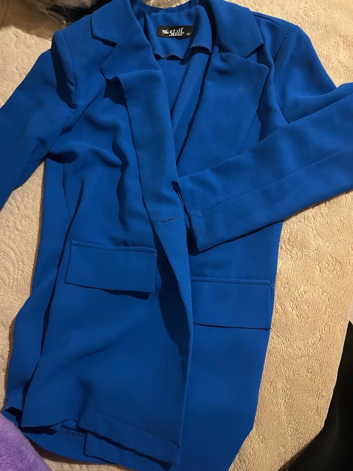 Mavi kadın Ceketi Velcro Detaylı - Görsel 5