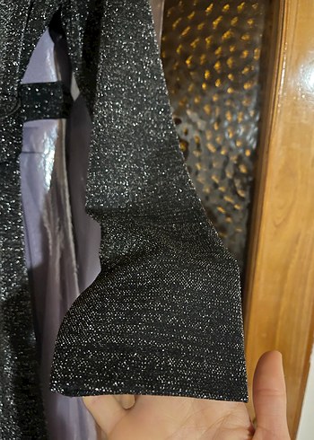 Kadın Siyah Uzun Kollu Kemerli Uzun Elbise - Görsel 2