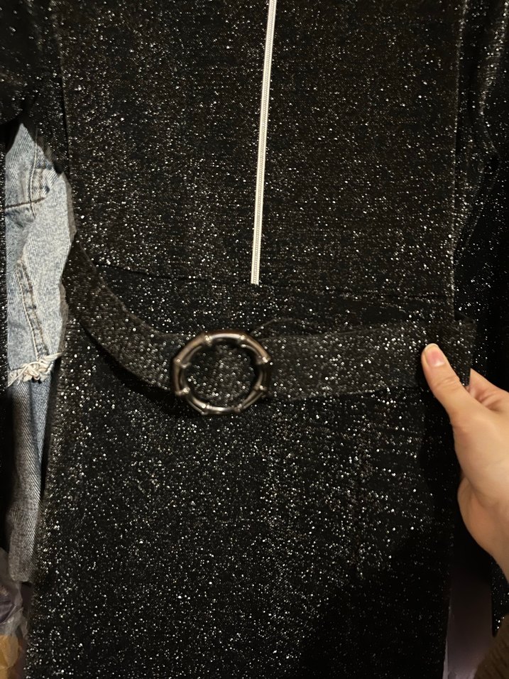 Kadın Siyah Uzun Kollu Kemerli Uzun Elbise - Görsel 3