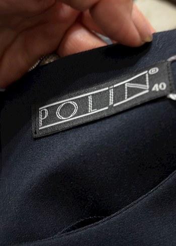 Kemerli lacivert kadın ofis elbise - Görsel 3