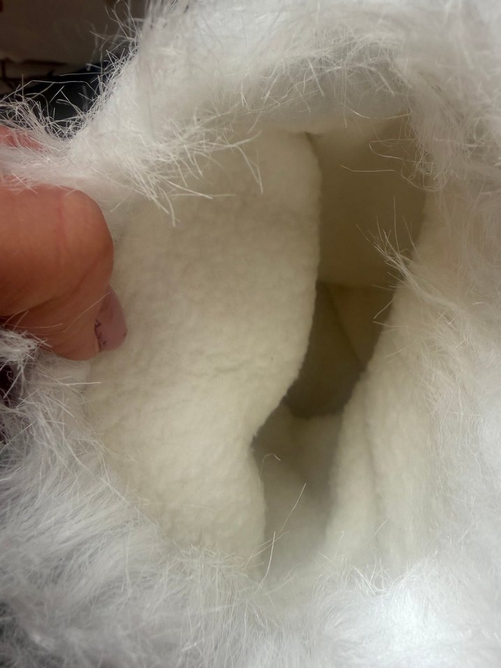 Kızlar için Beyaz Kürklü Sıcak Terlik - Görsel 4