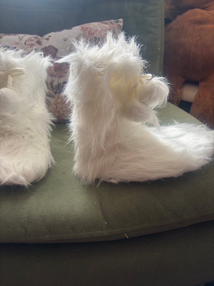 Kızlar için Beyaz Kürklü Sıcak Terlik - Görsel 2