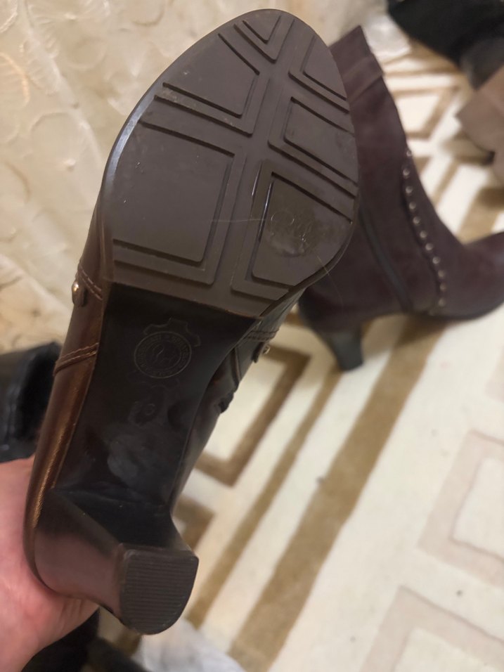 Kahverengi Deri Tokalı Yüksek Topuklu Kadın Çizme - Görsel 5