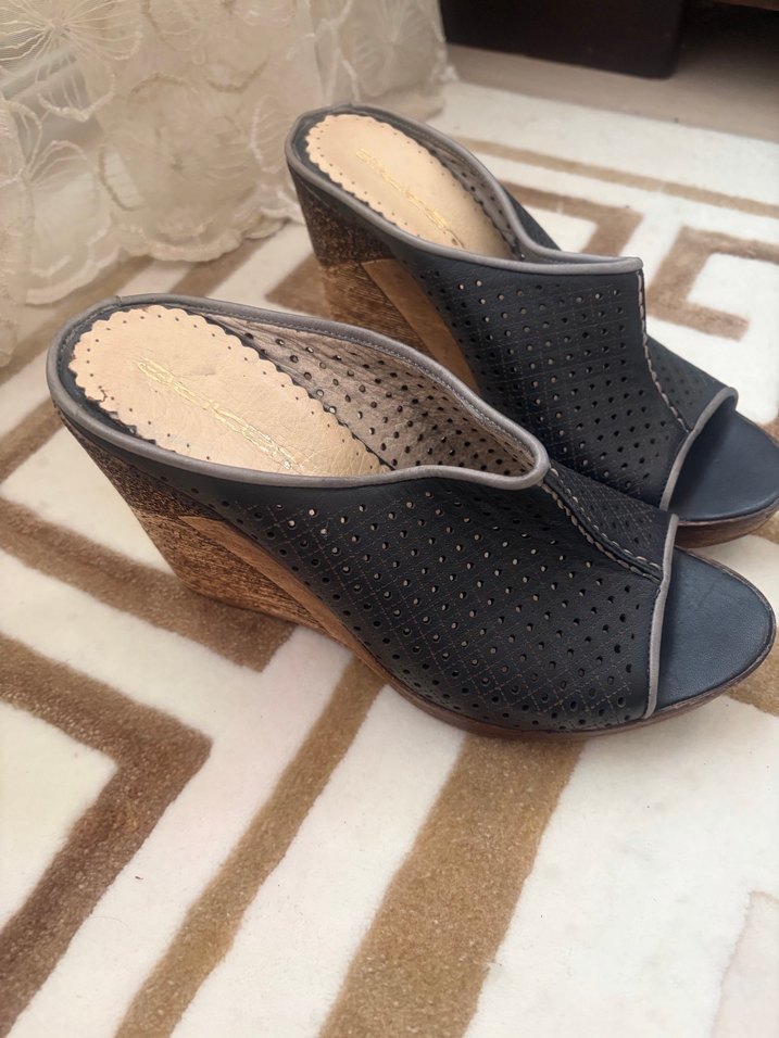 Deri Siyah Kadın Dolgu Topuklu terlik - Görsel 4