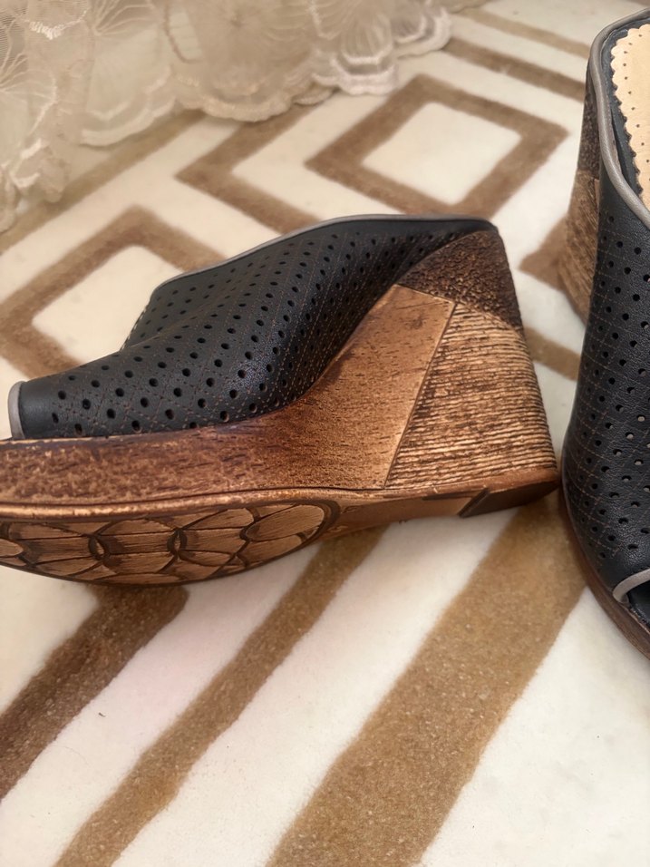 Deri Siyah Kadın Dolgu Topuklu terlik - Görsel 2