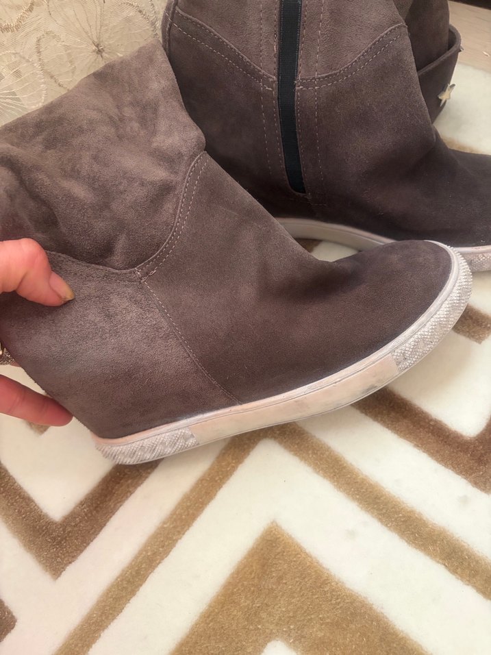 Kahverengi Kadın Süet Dolgu Topuklu Çizme - Görsel 4