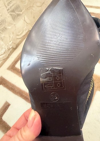 Boncuk İşlemeli Kahverengi Kadın Dolgu Topuk Terlik - Görsel 4