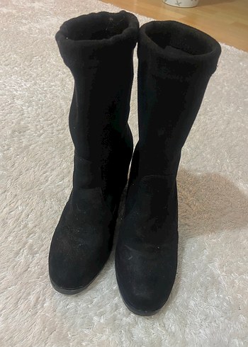 Siyah Süet Topuklu Kadın Bot - Görsel 2