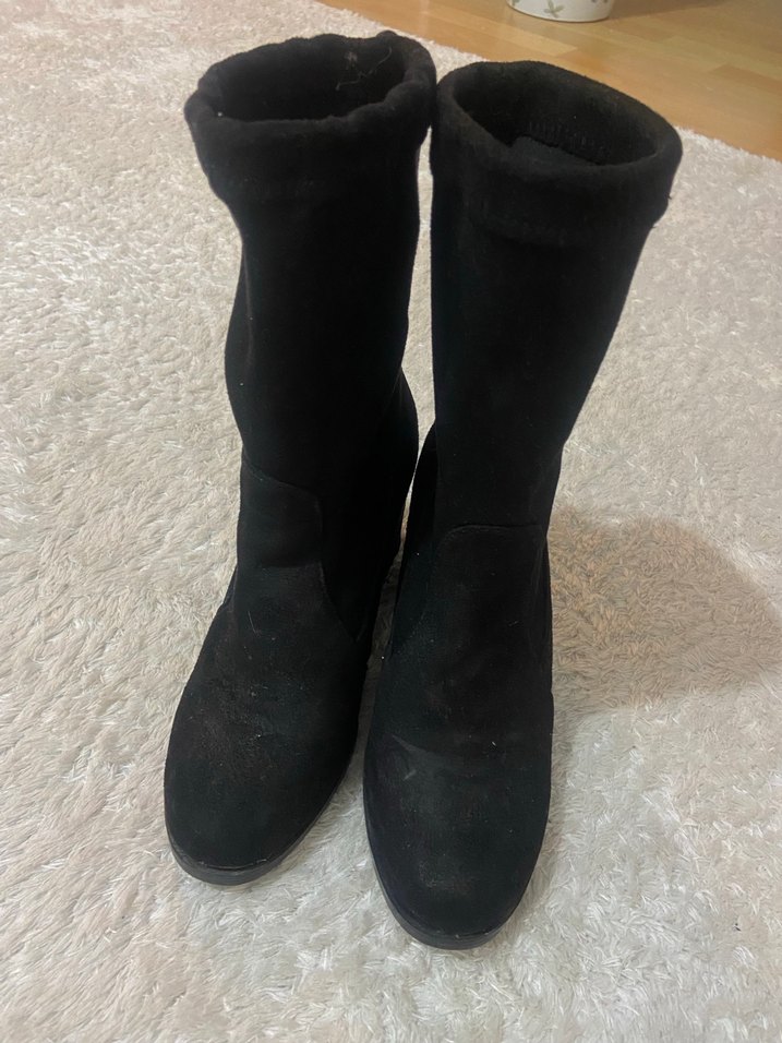 Siyah Süet Topuklu Kadın Bot - Görsel 2