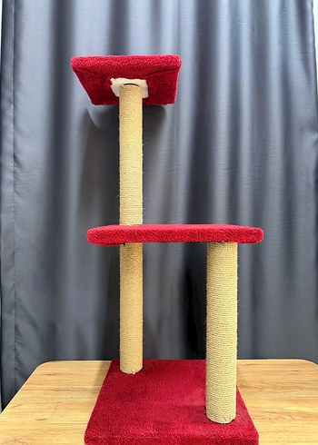 Kırmızı Çok Katlı Kedi Tırmalama ve Oyun İstasyonu - Görsel 2