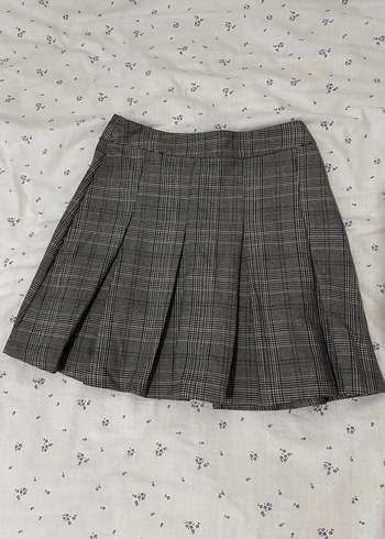 Gri Ekose Mini Etek - Görsel 2