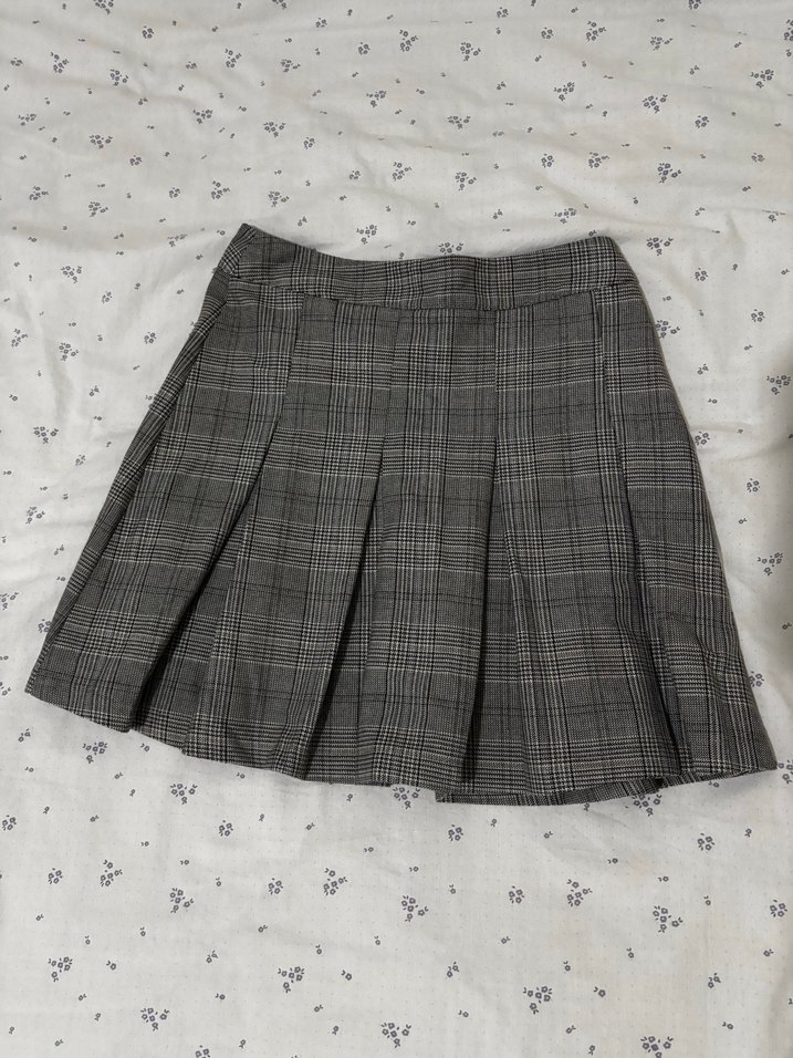 Gri Ekose Mini Etek - Görsel 2